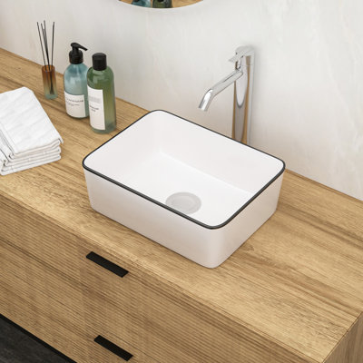 Lavabo vasque rectangulaire moderne en céramique blanche 16 po x 12 po - Design de salle de bain polyvalent et de qualité