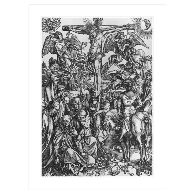 Le Christ sur la croix (gravure sur bois) (photo en noir et blanc) par Albrecht Dürer - Impression sur toile