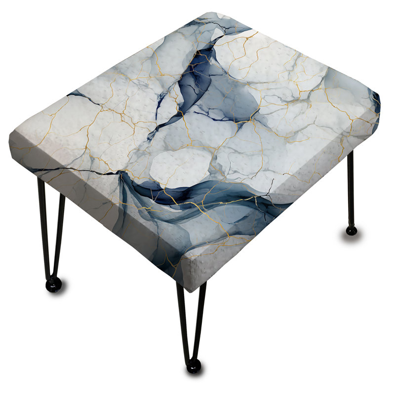 White And Grey Marble Harmony Pattern - Marble Rectangle Ottoman