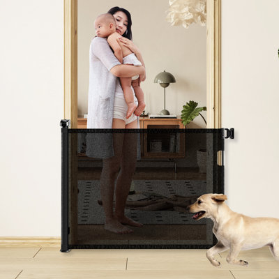 Barrière rétractable 2. 55 po de largeur, 33 po de hauteur. Pour les portes et les escaliers. Noir 2. .