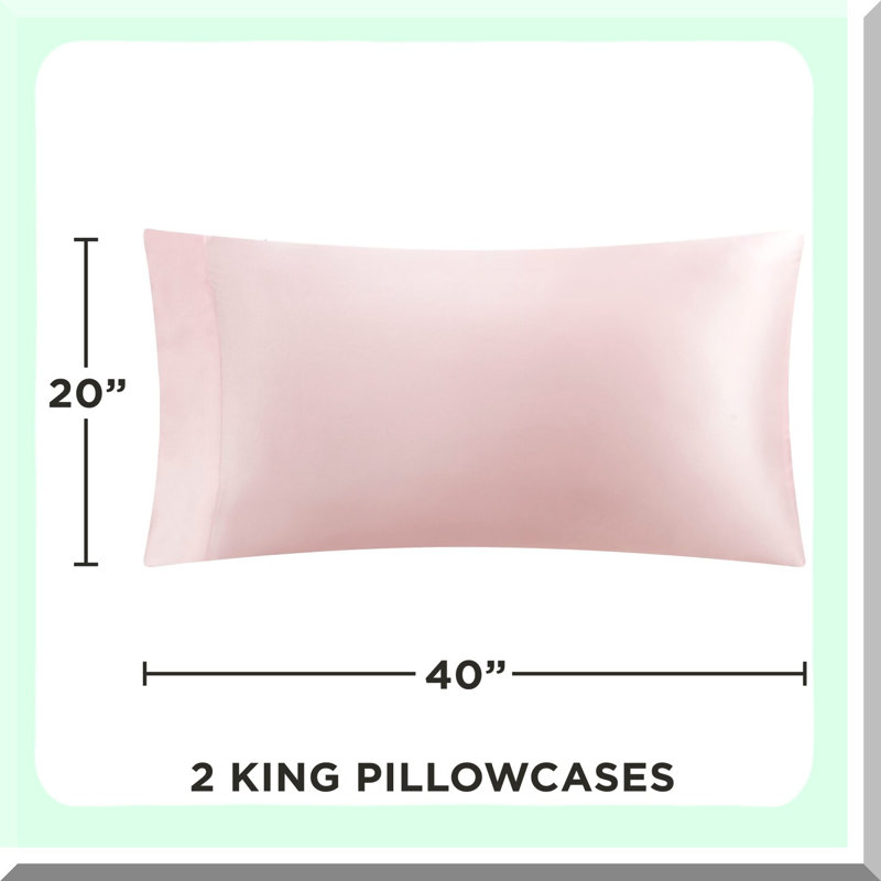 Pillowcase Set - Hair-Friendly Pillow Covers 2 Pack - Zippered Silky Pillow Covers - Upgrade to Silk Pillowcases, Pink