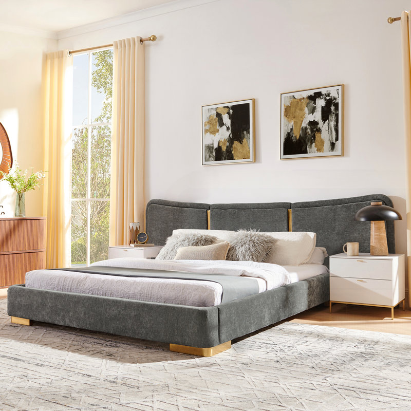 Extra Large Platform Bed, Dark Gray