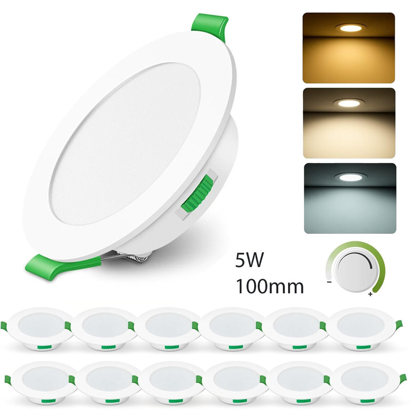 LED Recessed Downlights, 3 CCT in 1 Recessed Ceiling Lights, Warm White/Natural White/Cool White Adjustable, Round Spotlights for Bathroom Kitchen Living Room