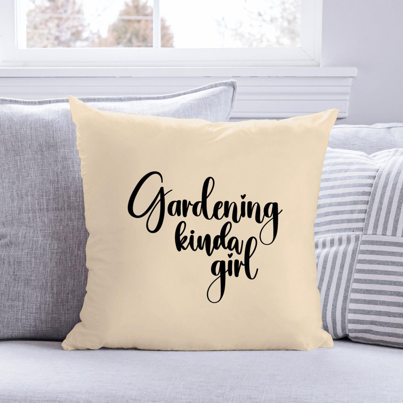 Citation amusante «Garden Lover» 619 - Coussin décoratif inclus, H 18 po x l 18 po