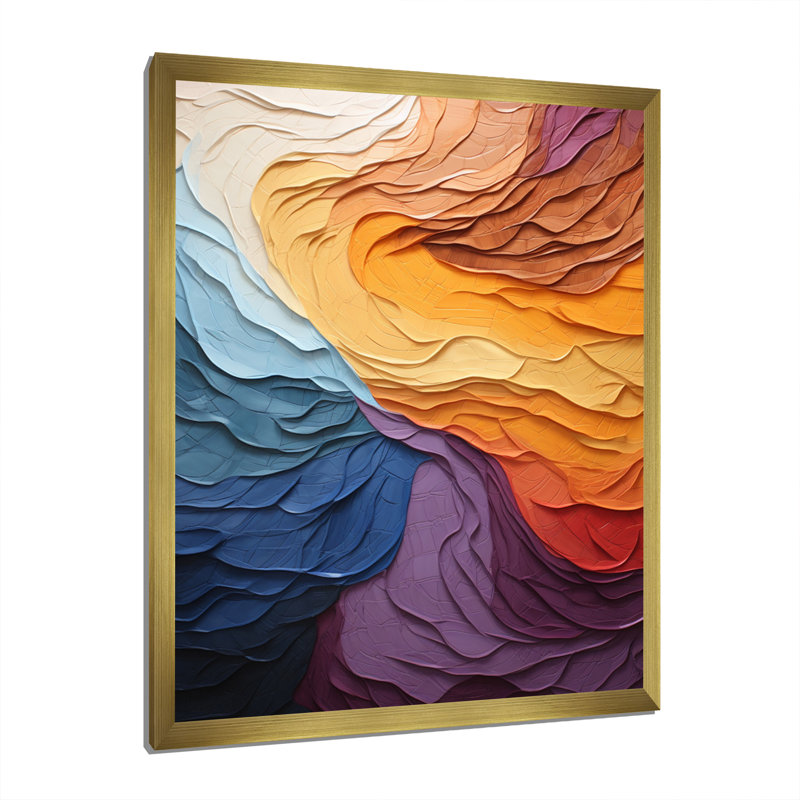 «Yellow Orange Lyrical Abstraction Lyrical Sunset I - Lyrical Abstraction, reproduction d'art sur toile, Encadrement doré