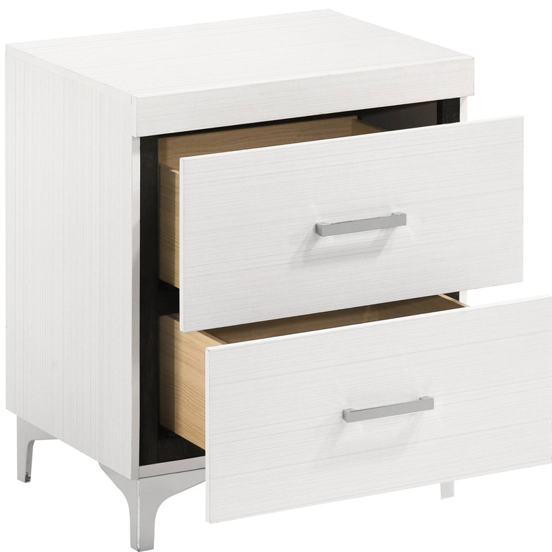 Table de chevet blanche à 2 tiroirs - Élément de chambre fonctionnel et élégant
