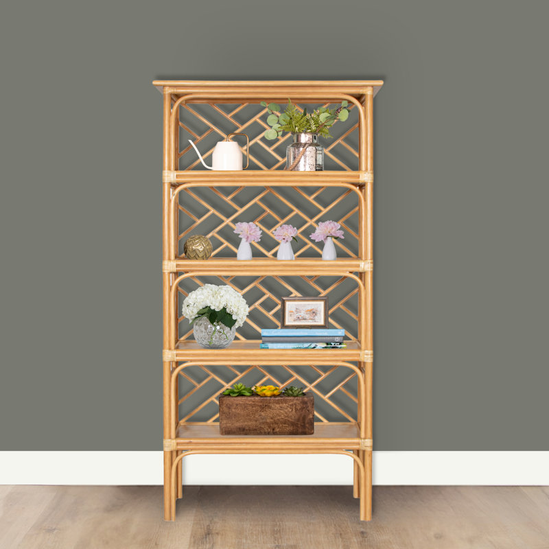 Chippendale 69"H x 35.5"W Etagere Bookcase, Natural