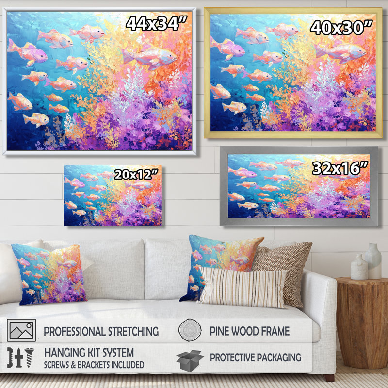 Coral Reef Fish Paradise VII - décoration murale corail, H 12 po x l 20 po, Reproduction encadrée d'une seule photo sans pass