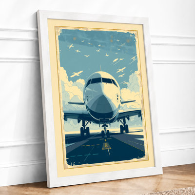 Aircraft on Runway Vintage - Framed Print