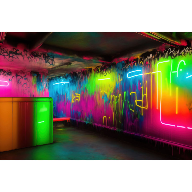«Subway Neon Graffiti Underground» par Stephen Chambers, impression sur toile tendue, L 18 po x H 15 po