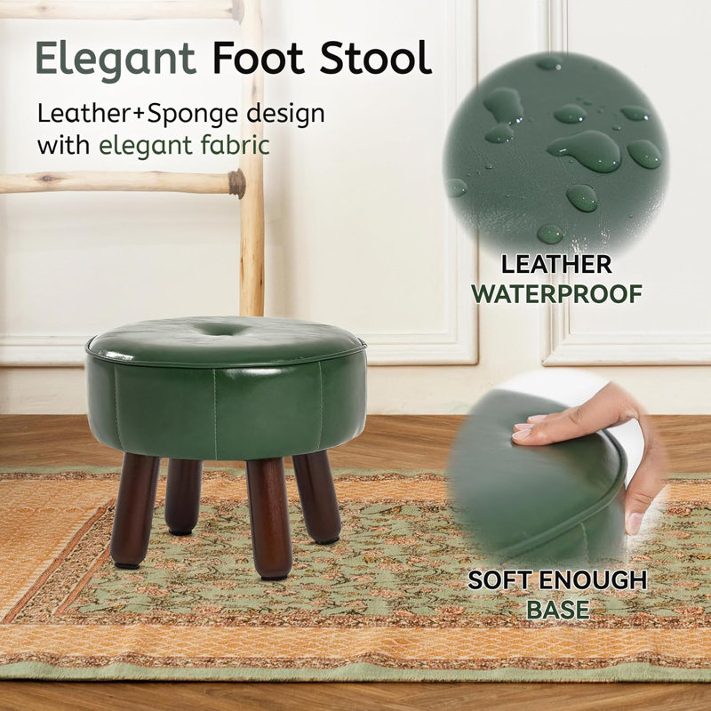 Petit repose-pieds en cuir 13 po x 10 po avec repose-pieds vert