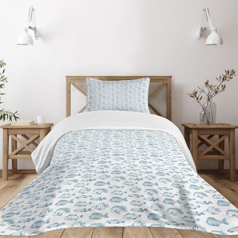 Twin White Quilted Bedspread Set with Pillow Sham