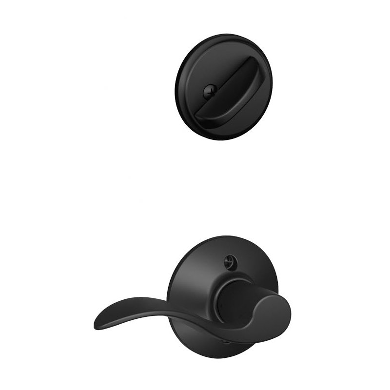 Accent Single Cylinder Interior Lever Set, Yes, Left, Matte Black