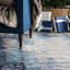 Tapis bleu / gris / beige touffeté à la main à motif abstrait Fairmount-62520211