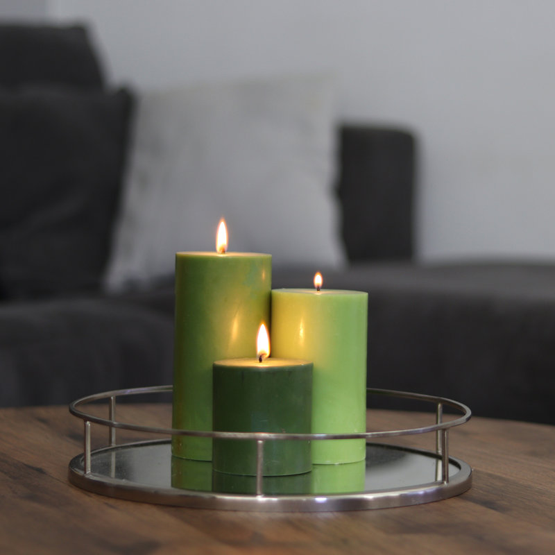Unscented Scented Pillar Candle, Green
