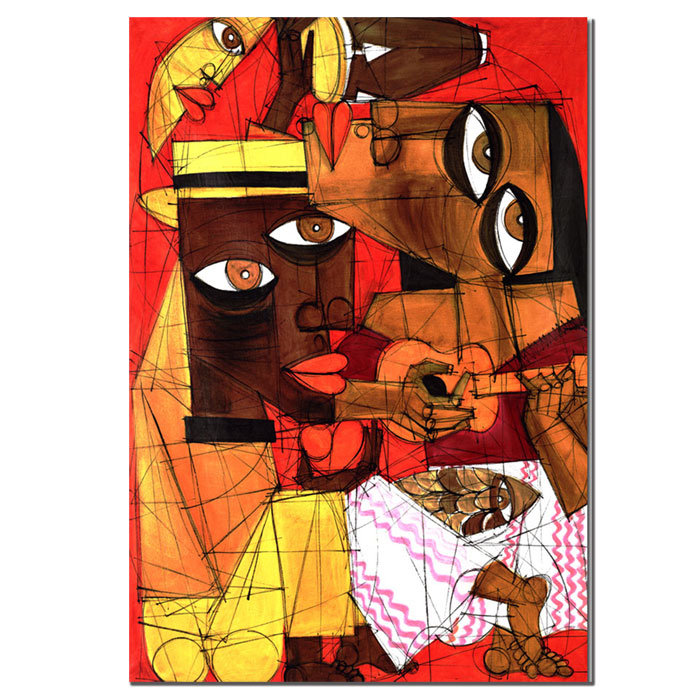 Jammin in Red Contemporary Abstract Canvas Art with Floater Frame
