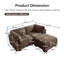 Canapé modulaire en chenille à 2 sièges avec détails ruisselés, repose-pieds mobile, mousse à haute densité, coussins de dossier en forme de L, assemblage facile, pour le salon, la chambre à coucher-1069842546-1069842549
