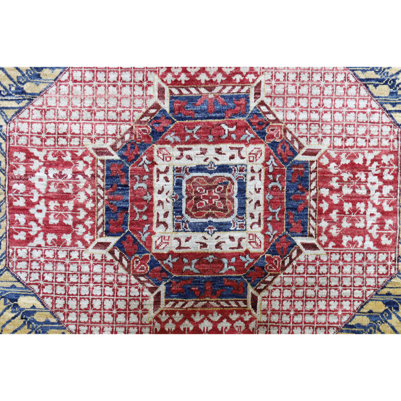 Hand Knotted Wool Area Rug in Multi