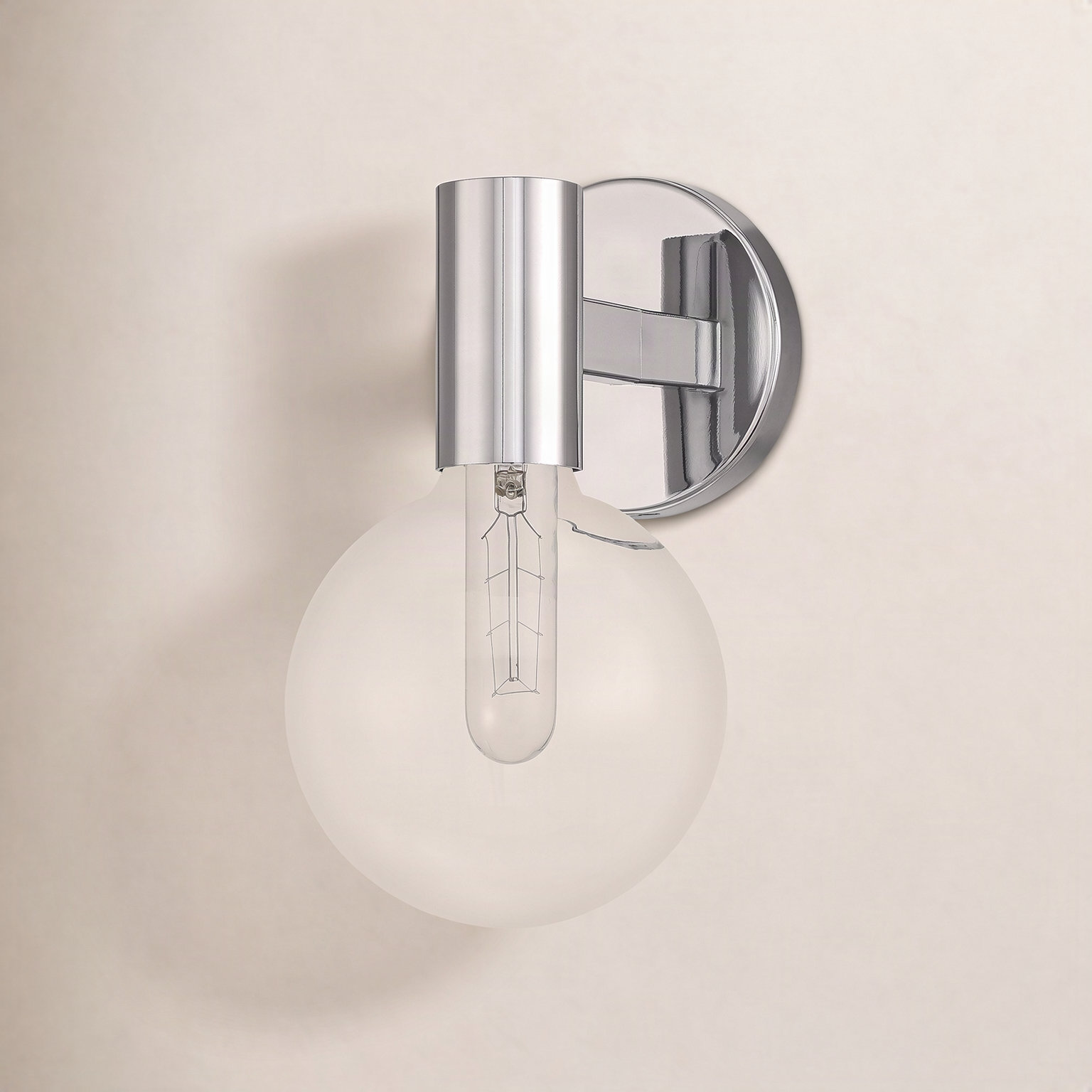 Romi Single Light Armed Sconce, Chrome