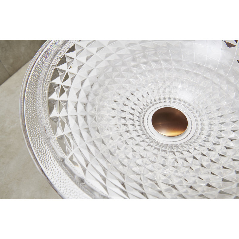 17.59'' Glass Oval Vessel Bathroom Sink, Crystalline Clear