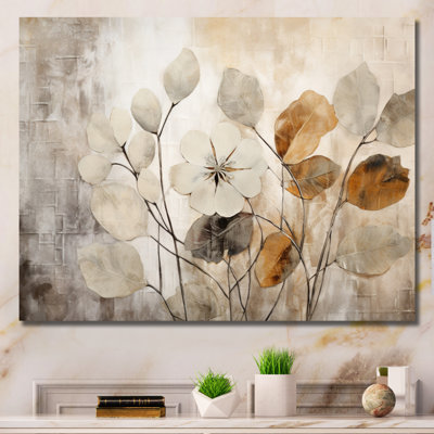 Beige Botanical Impressions III - Abstract Botanicals Canvas Art Print