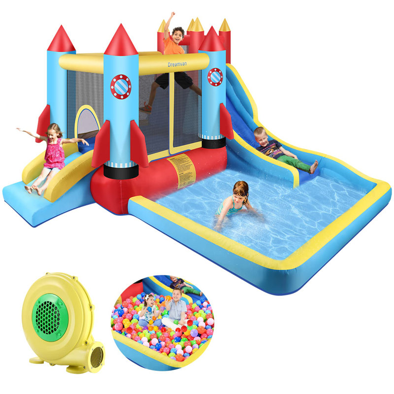 12.14' x 11' Bounce House with Two Slides and Air Blower
