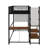Twin Size Loft Metal Bed With Built-In Charging Station And LED Light-391460460