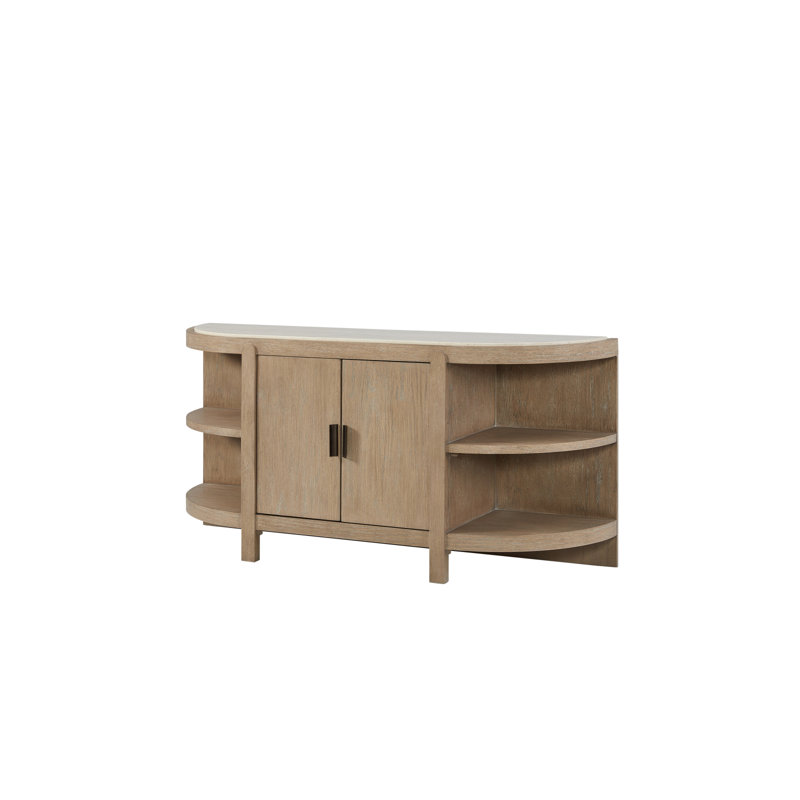 Console courbée à 2 portes avec plateau en marbre