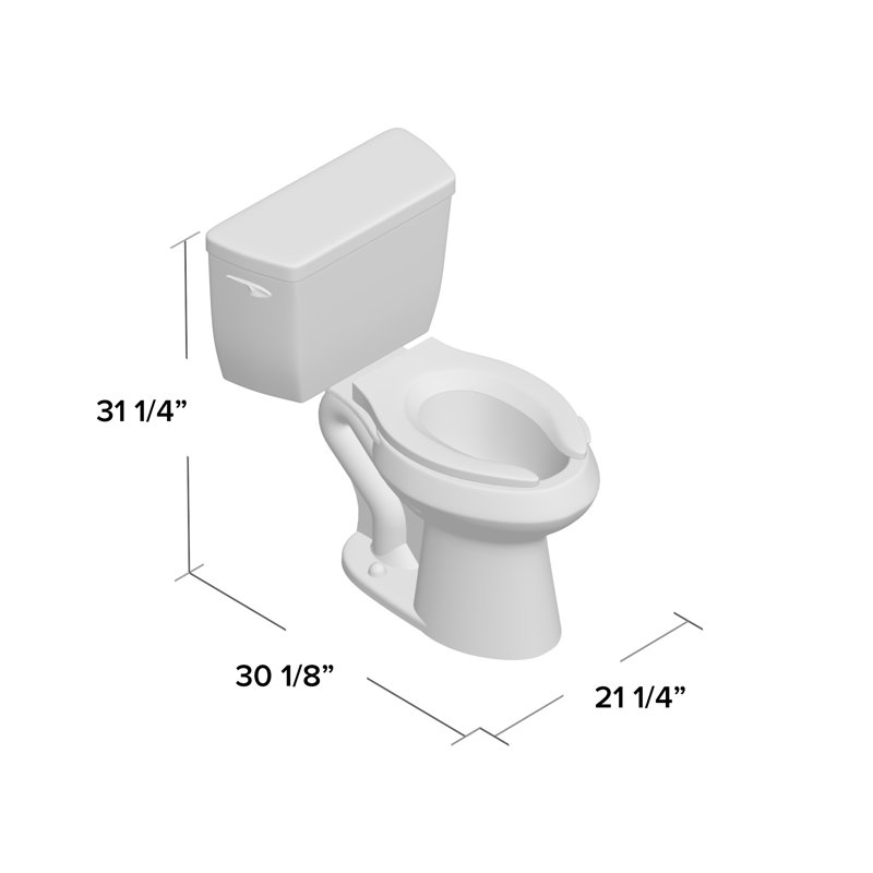 Highline Two-Piece Elongated 1.6 GPF Toilet with Pressure Lite Flush and Left-Hand Trip Lever, White, Left-Hand