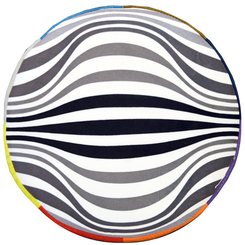 32cm Wide Tufted Round Geometric Standard Ottoman
