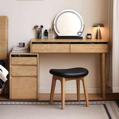 Bureau de coiffeuse en chêne massif avec tiroirs de rangement