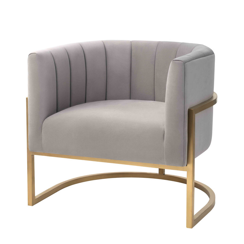 Flippen Velvet Barrel Chair, Gold, Gray