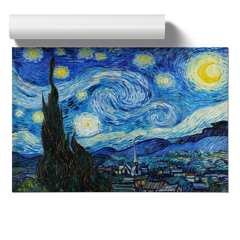 The Starry Night by Vincent van Gogh - Wall Art, 21cm H x 30cm W x 0.1cm D, Paper