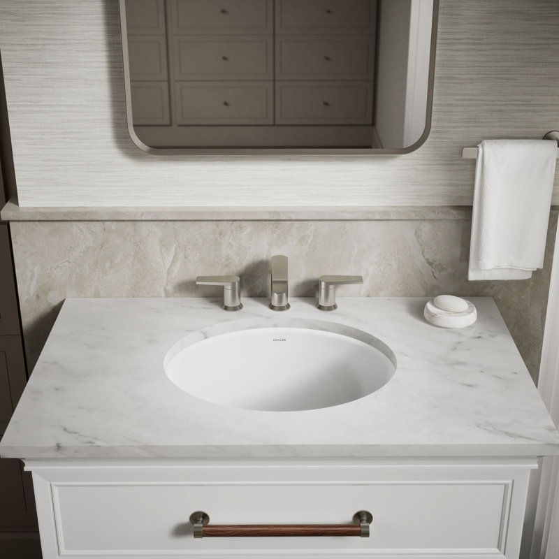 Caxton Ceramic Oval Undermount Bathroom Sink, White