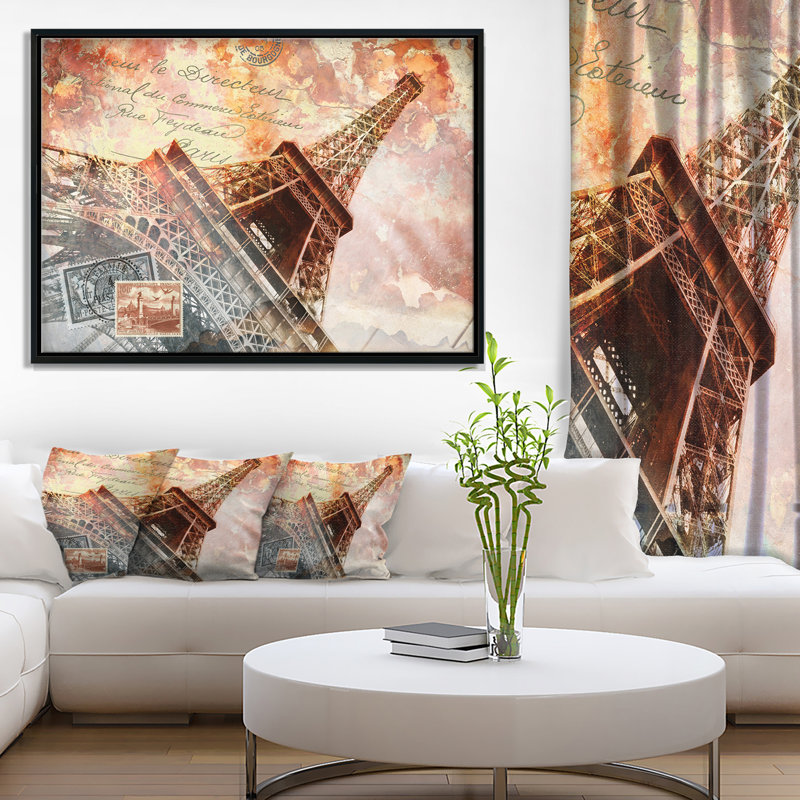 « paris eiffel tour paris », impression, H 30 po x l 40 po x P 1,5 po, Toile avec cadre flottant