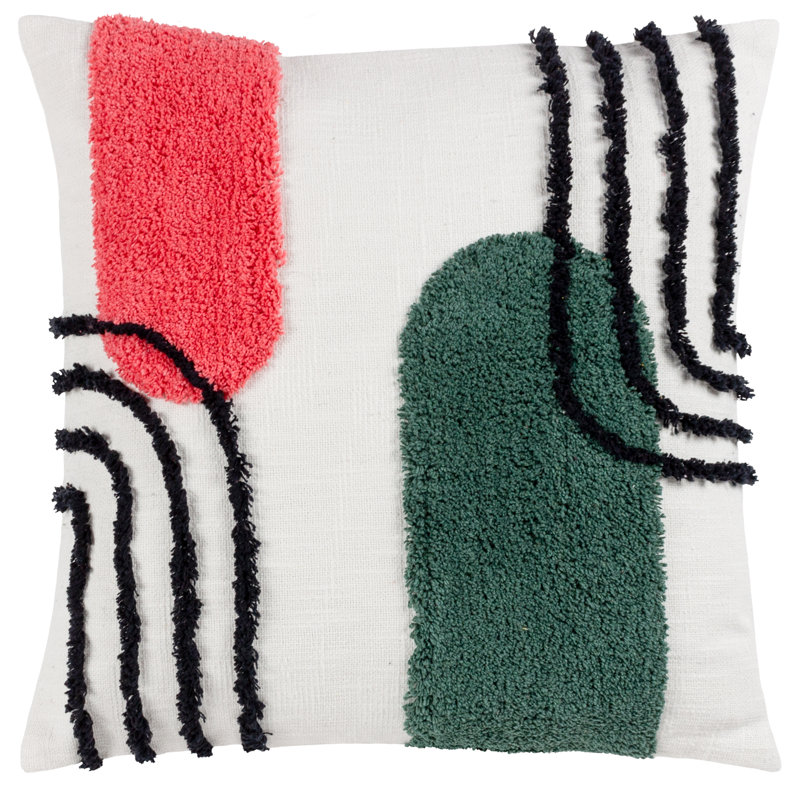 Square Throw Pillow Cover, Pink/Jade