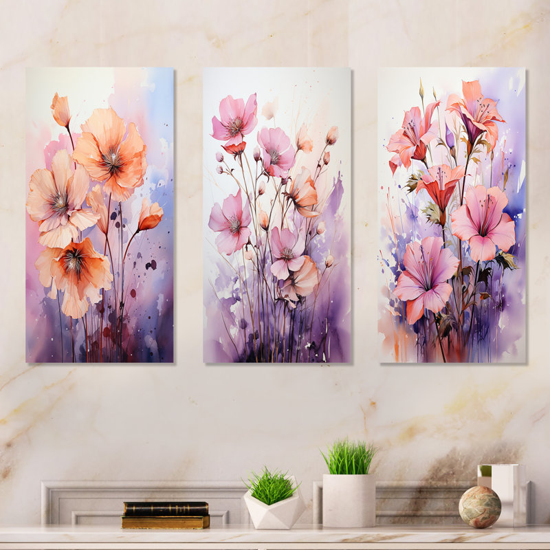 Terrill - coquelicots, ensemble de 3 impressions sur toile, H 28 po x l 36 po, Toile tendue