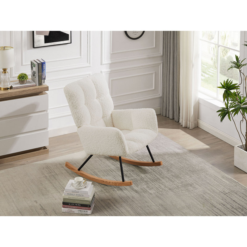 Chaise berçante rembourrée avec dossier haut, pour l'allaitement, lecture, sieste