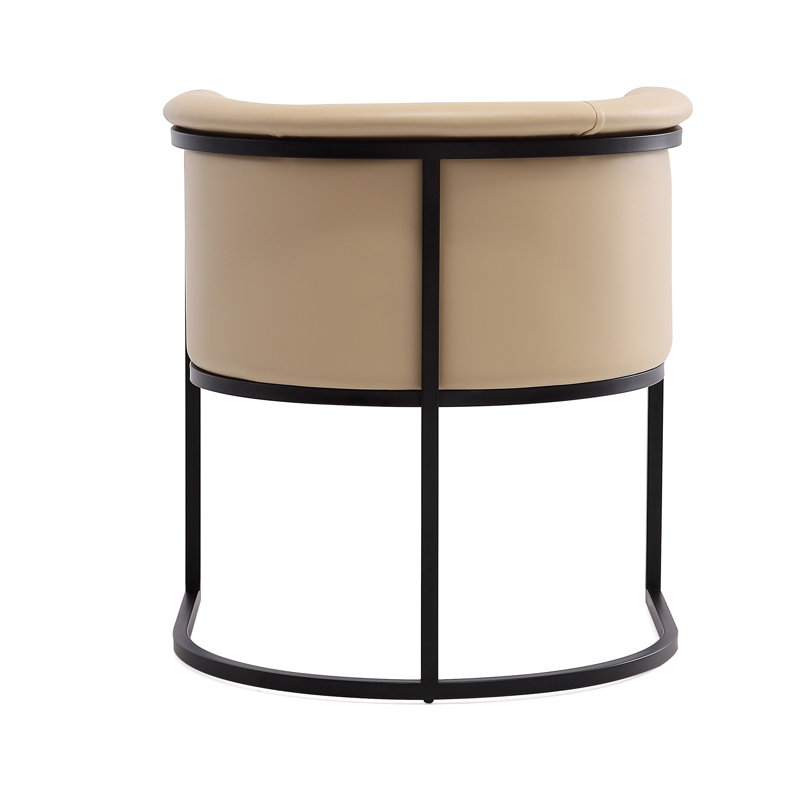 18.9'' H Faux Leather Upholstered Metal Armchair, Tan