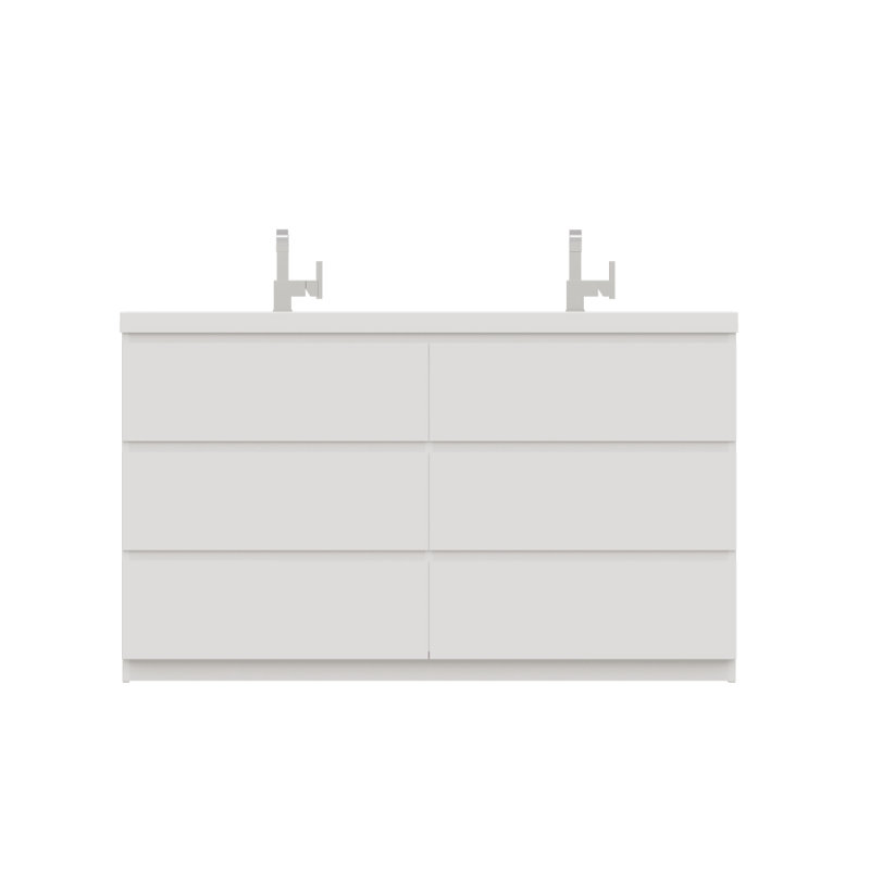 Ensemble de meuble-lavabo double 60 po Arjina, Blanc