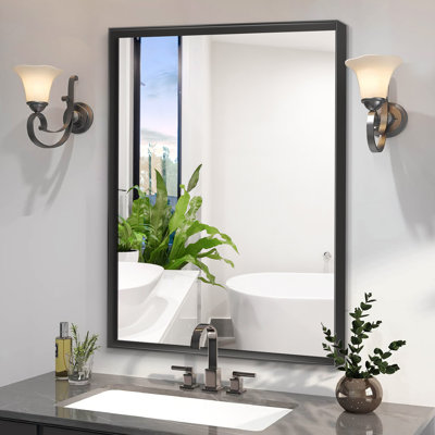 Miroir de salle de bain rectangulaire à cadre brossé brillant