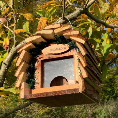 Newtonsville Wood Hanging Hopper Bird Feeder