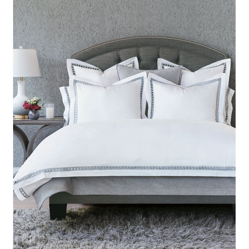 Housse de couette en coton Celine, Housse de couette pour très grand lit, Blanc / argenté
