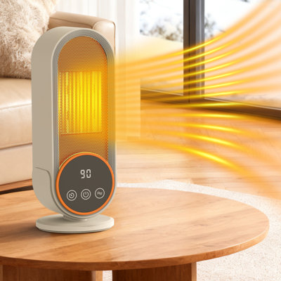 BAOKALER 1200W Potable Space Heater for Inside with 3 Timing Settings, 2 Heat Levels Small Electric Heater for Indoor Home Use, Remote Control & Touch Control for Bedroom, Living Room, Office Use, Beige