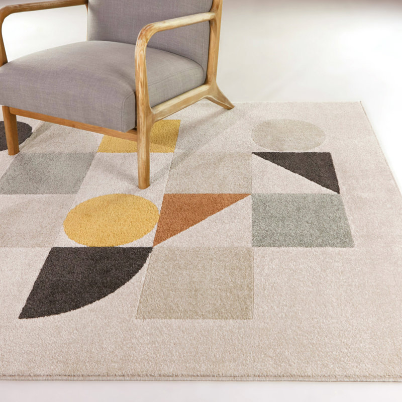 Tapis crème / noir / brun Vanzandt, Rectangle 7 pi 10 po x 10 pi
