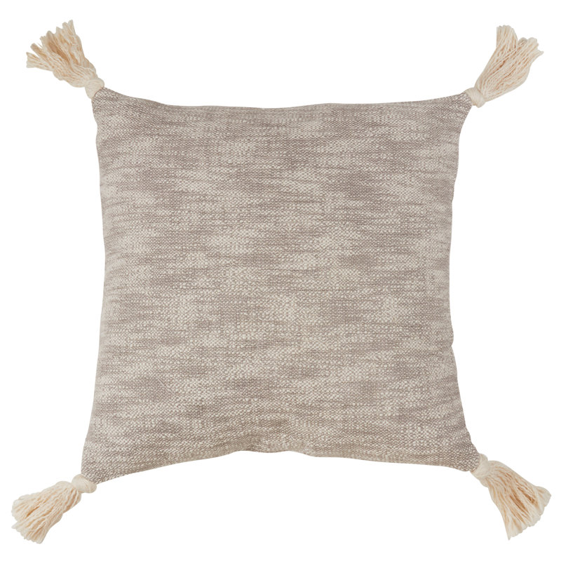  Coussin décoratif en coton à motif de pampilles, 20 po x 20 po, Ivoire