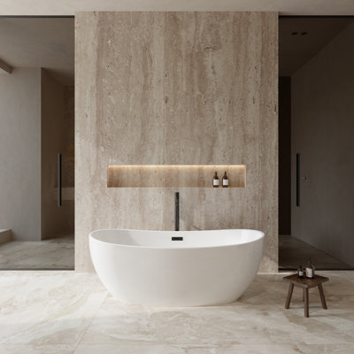 Rebecca 65'' x 32'' Freestanding Soaking Acrylic Bathtub with Faucet