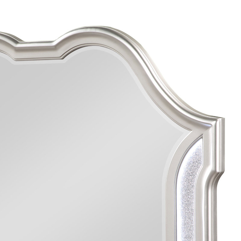 Nive Dresser Mirror, Silver Wood Frame, Double Arch Top, 40 Inch