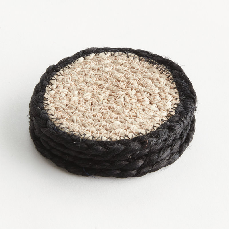 Sous-verre de jute, ensemble de 4, Noir / brun clair