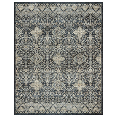 Samira Tanis Anthracite Black Cream Moroccan Bohemian Machine Washable Indoor Area Rug, Flat Pile for Living Room & Bedroom - Anthracite, 8x10